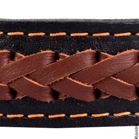 Collar Nahkapanta 25 mm, 38-50 cm ruskea tai musta Musta, ruskea nyöri