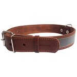 Collar Leather collar "CoLLaR" with a light reflecting ribbon (width 35mm, length 48-63cm) brown