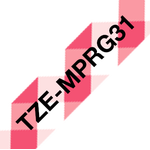 Brother TZe-MPRG31 -tarranauha 12mm x 4m, musta teksti punavalkoruututaustalla