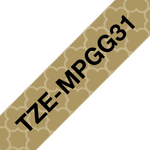 Brother TZe-MPGG31 -tarranauha 12mm x 4m, musta teksti / kullanvärinen geometrisesti kuvioitu pohja