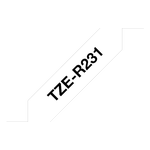 Brother TZe-R231 satiininauha 12 mm x 4m musta teksti valkoinen nauha