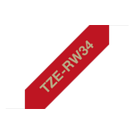 Brother TZe-RW34 satiininauha 12 mm x 4m kullanvärinen teksti viininpunaisella pohjalla