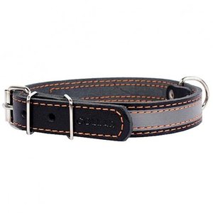 Collar Leather collar "CoLLaR" with a light reflecting ribbon (width 25mm, length 38-50cm) black