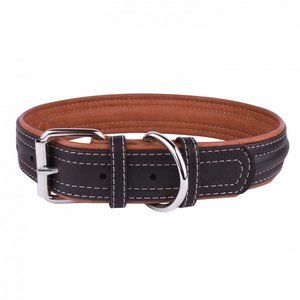 Collar Leather collar "CoLLaR SOFT" black top (width 35mm, length 57-71cm)