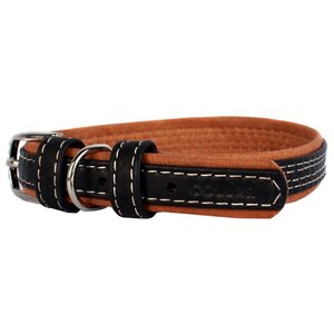 Collar Leather collar "CoLLaR SOFT" black top (width 15mm, length 27-36cm)