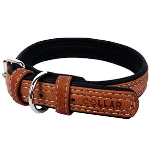 Collar Leather collar "CoLLaR SOFT" brown top (width 15mm, length 27-36cm)