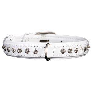 Collar Leather collar "CoLLaR brilliance" with premium crystals (width 20mm, length 30-39cm) white