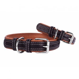 Collar Leather collar "CoLLaR SOFT" black top (width 15mm, length 27-36cm)