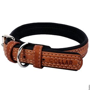 Collar Leather collar "CoLLaR SOFT" brown top (width 20mm, length 30-39cm)