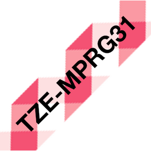 Brother TZe-MPRG31 -tarranauha 12mm x 4m, musta teksti punavalkoruututaustalla