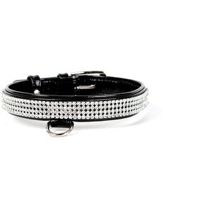 Collar Leather collar "CoLLaR brilliance" with crystals (width 20mm, length 30-39cm) white