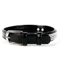 Collar Nahkapanta "CoLLaR brilliance" kristalleilla (leveys 20mm, pituus 30-39cm) Musta