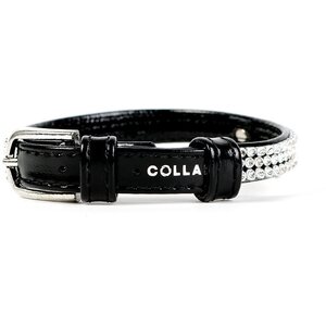Collar Leather collar "CoLLaR brilliance" with crystals (width 12mm, length 21-29cm) black