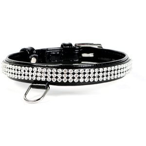 Collar Leather collar "CoLLaR brilliance" with crystals (width 12mm, length 21-29cm) black