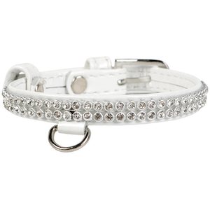 Collar Leather collar "CoLLaR brilliance" with crystals (width 12mm, length 21-29cm) white