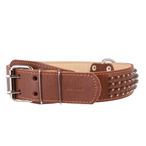 Collar Nahkapanta tylpillä piikeillä 45mm, 57-69 cm ruskea