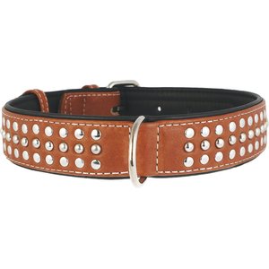 Collar Leather collar "CoLLaR SOFT" with metall decorations black top (width 35mm, length 4660cm)