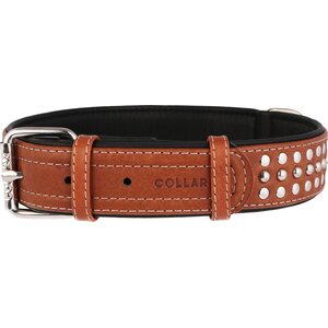 Collar Leather collar "CoLLaR SOFT" with metall decorations black top (width 35mm, length 4660cm)