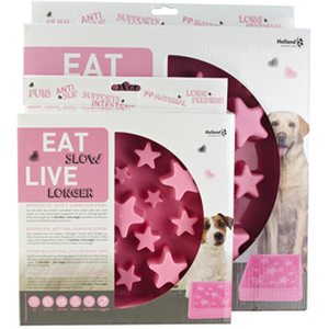 Eat Slow Live Longer Hotkimista ehkäisevä ruokakuppi Star 29,5x29,5 cm pinkki