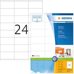 Herma 4453 Tulostustarra Premium 24-osainen 70x36 mm, 100 arkkia