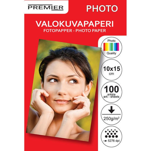 Valokuvapaperi Premier 10x15 cm kymppikuvakoko 250g / 100 kpl