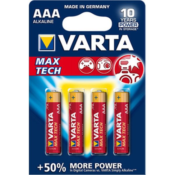 Varta Max Tech alkaliparisto AAA LR03 1,5V 4 kpl